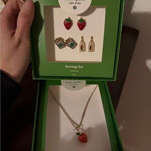 Kate Spade Target Strawberry necklace and Earrings Set